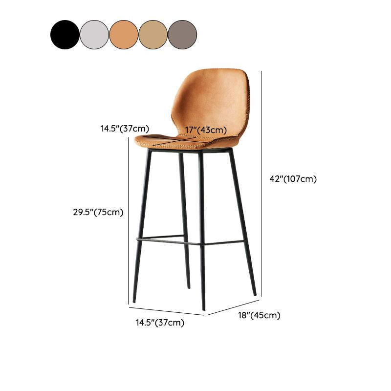 Taburete alto con respaldo de estilo moderno con cojín de cuero