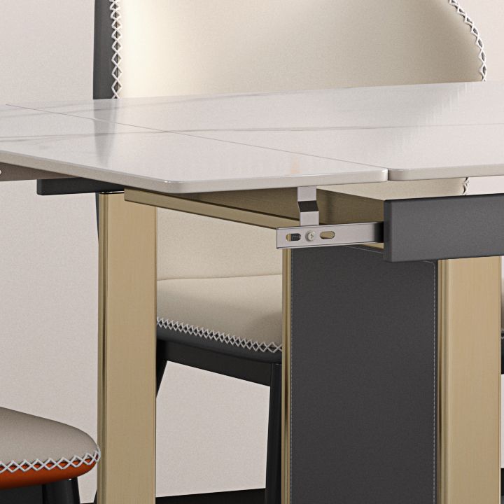 Rectangular Modern Sintered Stone Dining Room Set Dining Furniture Set with Metallic Base Clearhalo 'Dining Room Sets' 'Dining Tables & Seating' 'dining_room_set' 'furn' 'furn_dining_room_set' 'Furniture' 'furniture_dining_room_set' 'Kitchen & Dining Furniture' 'kitchen&dining_furn' 'kitchen' 1200x1200_84acc98b-8721-4c1e-a2e8-7aca87bcba90