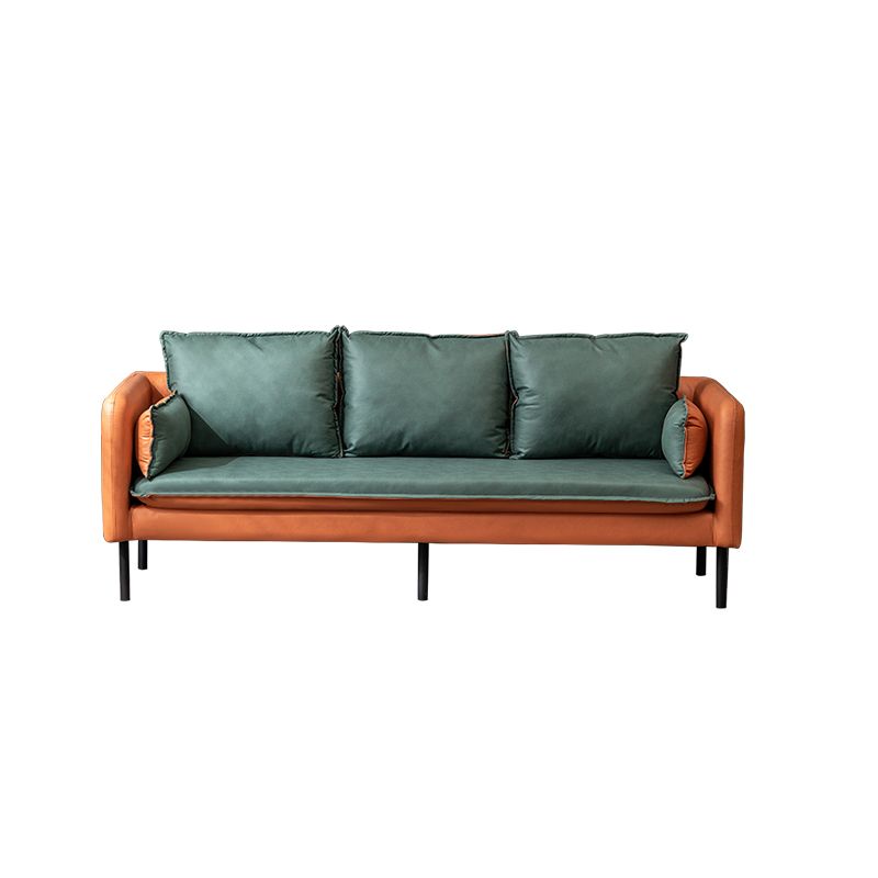 Faux Ledersofa 27,16 "Hoch skandinavisches Smoking -Arm -Sofa mit 2 Kissen