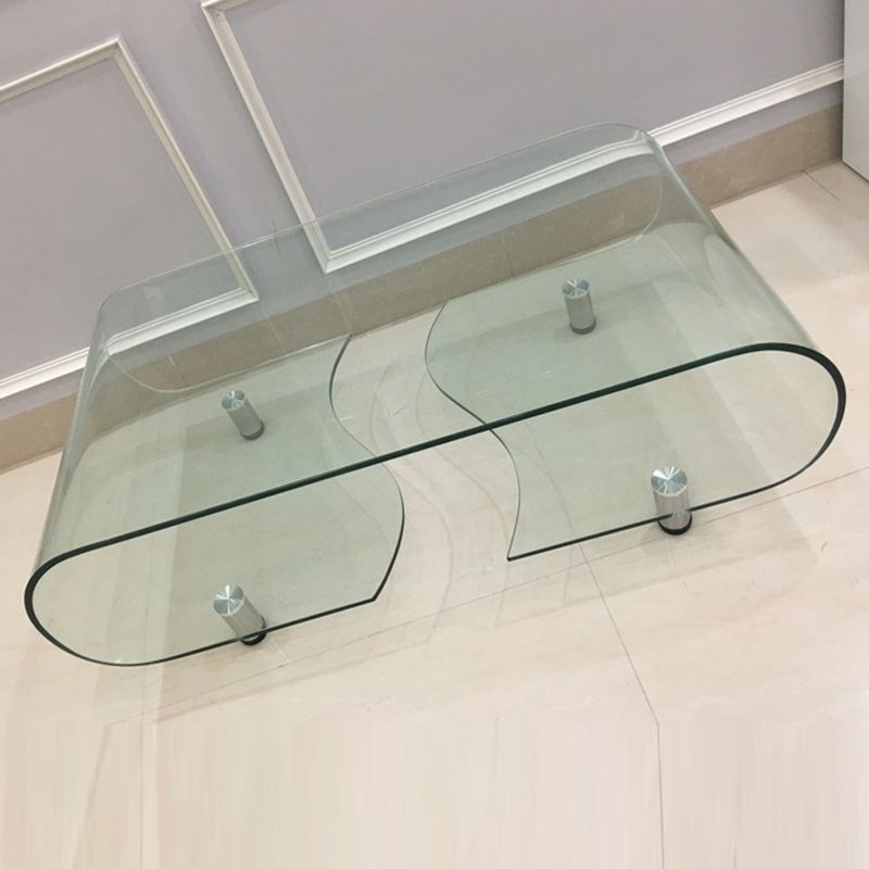 Modern Style Glass Top Coffee Cocktail Table with Storage Shelf Clearhalo 'Coffee & Accent Tables' 'Coffee Tables' 'coffee_tables' 'furn' 'furn_coffee_tables' 'Furniture' 'Living Room Furniture' 1200x1200_84ae6b58-7070-4b3f-ad8a-c6c16902c4c4