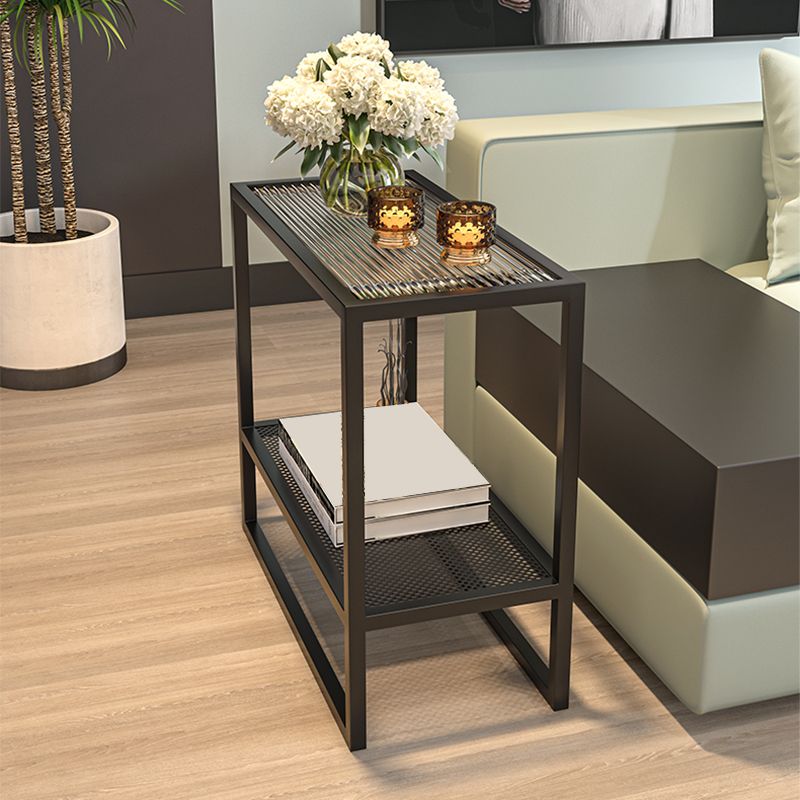 モダンなガラスそりのエンドテーブルミニマリストの長方形のコーナーテーブル