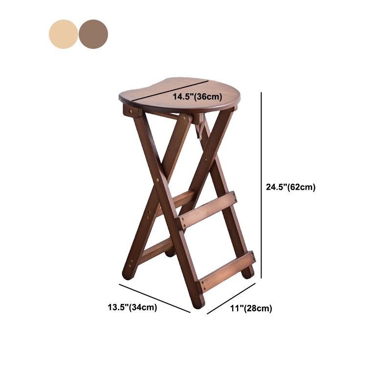 Taburete de bar plegable sin brazos, asiento redondo moderno, taburete de bar con reposapiés de madera