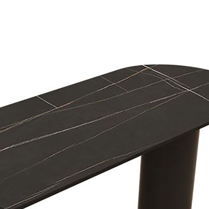 Modern Stone and Steel Dinette Table Double Pedestal Dining Room Black Frame Table Clearhalo 'Dining Tables & Seating' 'Dining Tables' 'dining_table' 'furn' 'furn_dining_table' 'Furniture' 'furniture_dining_table' 'Kitchen & Dining Furniture' 'kitchen' 'kitchen_dining_table' 1200x1200_84b4b52b-45ca-4d8e-a174-04bdb79424d0