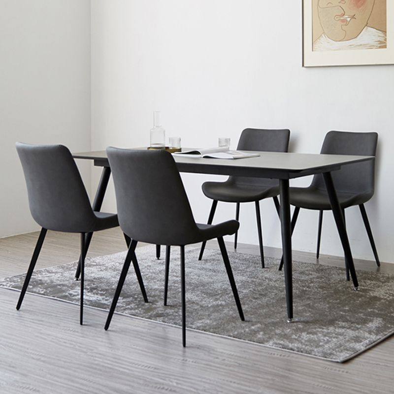 Glam Style Faux Leather Side Chairs Solid Back Armless Dining Chair for Home Use Clearhalo ' kitchen&dining_furn' 'Dining Chairs' 'Dining Tables & Seating' 'dining_chair' 'furn' 'furn_dining_chair' 'Furniture' 'furniture_dining_chair' 'Kitchen & Dining Furniture' 'kitchen' 1200x1200_84b5cb87-e451-4c23-a2db-da599564b539