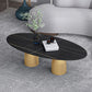 Glam 15.7"Tall Iron 2 Legs Oval Slate Table Top Coffee Table Clearhalo 'Coffee & Accent Tables' 'Coffee Tables' 'coffee_tables' 'furn' 'furn_coffee_tables' 'Furniture' 'Living Room Furniture' 1200x1200_84b8a5ba-e4a0-4396-b42b-8821e5340825