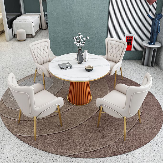 Modern Style Sintered Stone Dining Set with Round Shape Dinette Set with Pedestal Base Clearhalo 'Dining Room Sets' 'Dining Tables & Seating' 'dining_room_set' 'furn' 'furn_dining_room_set' 'Furniture' 'furniture_dining_room_set' 'Kitchen & Dining Furniture' 'kitchen&dining_furn' 'kitchen' 1200x1200_84b97c7e-1649-4fca-a0cc-133862567edc