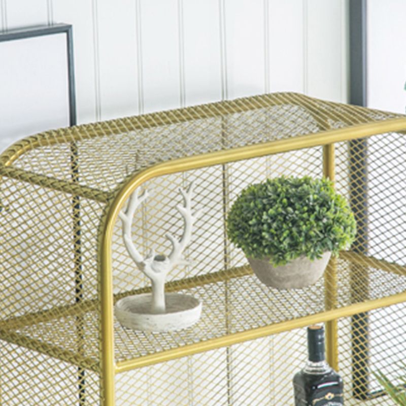 Glam Antique Finish Bookcase Metal Standard Bookshelf with Rectangular Shelves