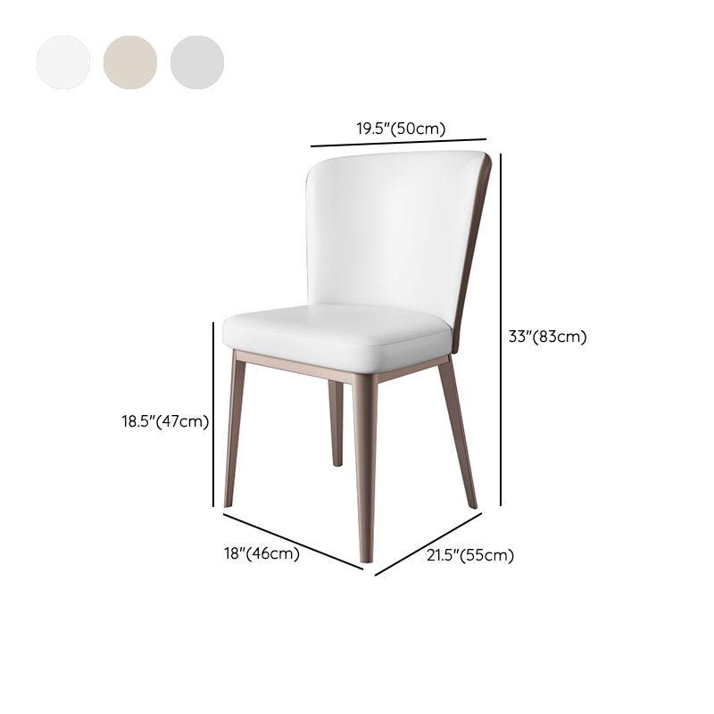 Contemporary Metal Dining Chair Faux Leather Armless Dining Chair for Home Use