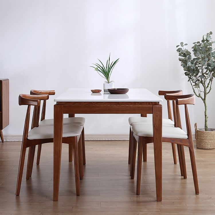 Mid-Century Rectangle Dining Table Marble Table with 4 Legs Base for Home Clearhalo ' dining_table' 'Dining Tables & Seating' 'Dining Tables' 'furn' 'furn_dining_table' 'Furniture' 'furniture_dining_table' 'Kitchen & Dining Furniture' 'kitchen&dining_furn' 'kitchen' 'kitchen_dining_table' 1200x1200_84bb9013-c7e9-4690-93cd-3cad8d6e354d
