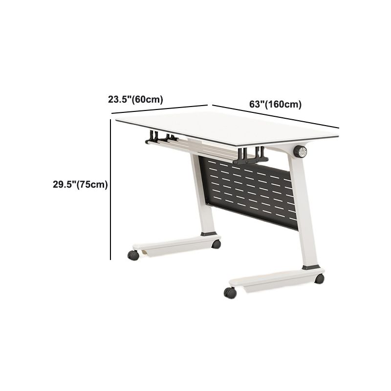 Bureau de bureau en bois moderne avec roues de roues roues blancs de bureau rectangulaire blanc pour le bureau