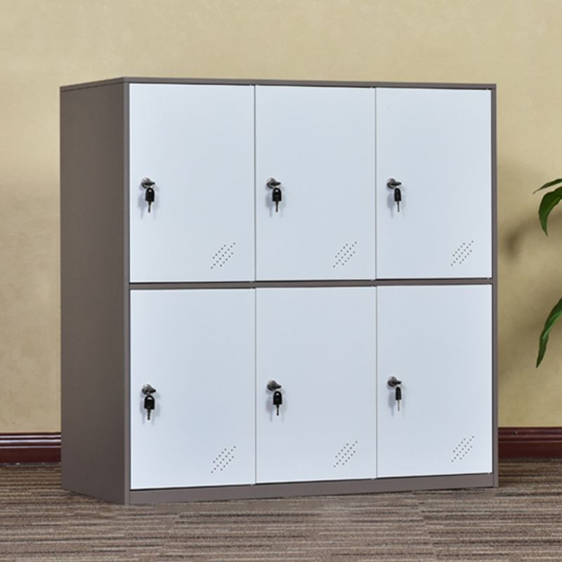 Armoire contemporaine non conservatrice avec portes à charnière armoire de rangement en métal blanc et marron