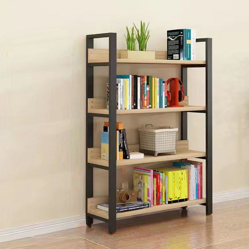 Metal and Wooden Shelf Bookcase Open Modern Brown Book Shelf for Office Clearhalo 'Bookcases' 'furn' 'furn_bookcases' 'Furniture' 'Office Furniture' 1200x1200_84be8ca4-529b-49aa-8edc-07c07488dea7