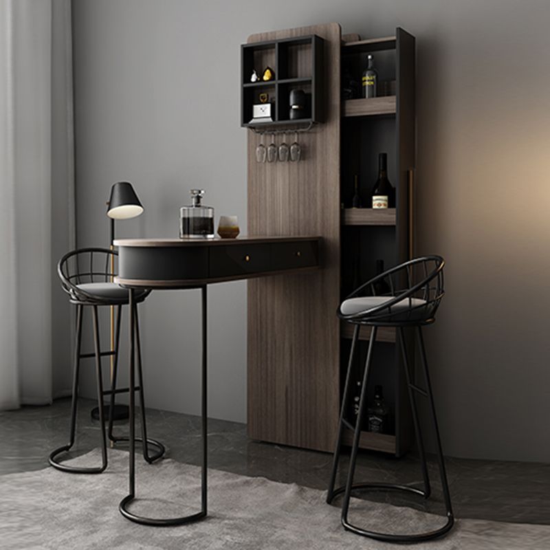 Brown Bar Pub Table Set 2/3 Pcs Wood and Metal Bar Table and Stools Clearhalo 'Bar Furniture' 'furn' 'furn_home_bar_bar_sets' 'Furniture' 'Home Bars & Bar Sets' 'home_bar_bar_sets' 'Kitchen & Dining Furniture' 1200x1200_84c03b21-9954-4915-a94c-3954e7b9bcc4