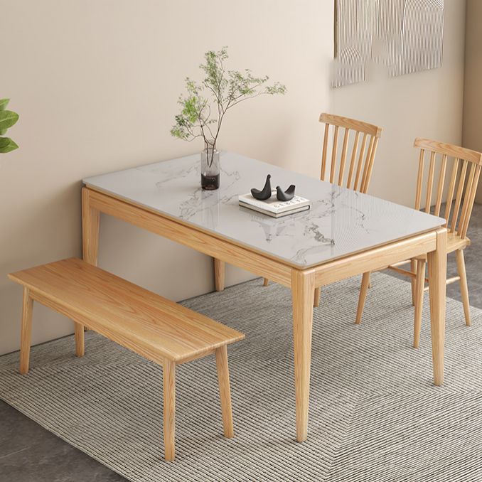 Rechthoekige stenen eettafel midden-eeuwse tafel met natuurlijke afwerking benen