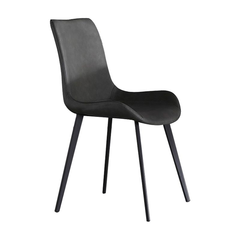 Modern Home Leather Side Chair Solid Back Dining Chair with Metal Legs Clearhalo ' kitchen&dining_furn' 'Dining Chairs' 'Dining Tables & Seating' 'dining_chair' 'furn' 'furn_dining_chair' 'Furniture' 'furniture_dining_chair' 'Kitchen & Dining Furniture' 'kitchen' 1200x1200_84c22cdd-8e10-46ed-87e5-4582cf573979