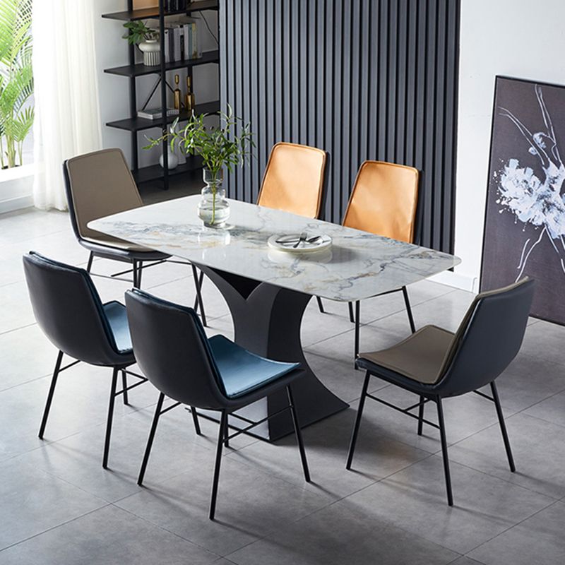 Industrial Design Faux Leather Dining Chairs Armless Solid Back Chair Clearhalo ' kitchen&dining_furn' 'Dining Chairs' 'Dining Tables & Seating' 'dining_chair' 'furn' 'furn_dining_chair' 'Furniture' 'furniture_dining_chair' 'Kitchen & Dining Furniture' 'kitchen' 1200x1200_84c38f96-4946-4b2a-91d8-a736acbebc44