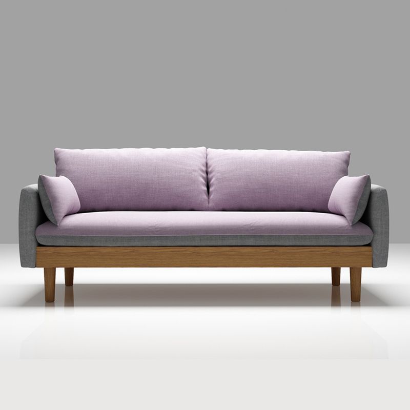Fabric Grey 3-seat Square Arm Sofa Nordic with 2 Pillows Loveseat Clearhalo 'furn' 'furn_sofas' 'Furniture' 'furniture_sofas' 'kitchen' 'kitchen_sofas' 'Living Room Furniture' 'Sofa' 'sofas' 1200x1200_84c3c478-26d9-4080-9a7a-a9213b5f9e2e