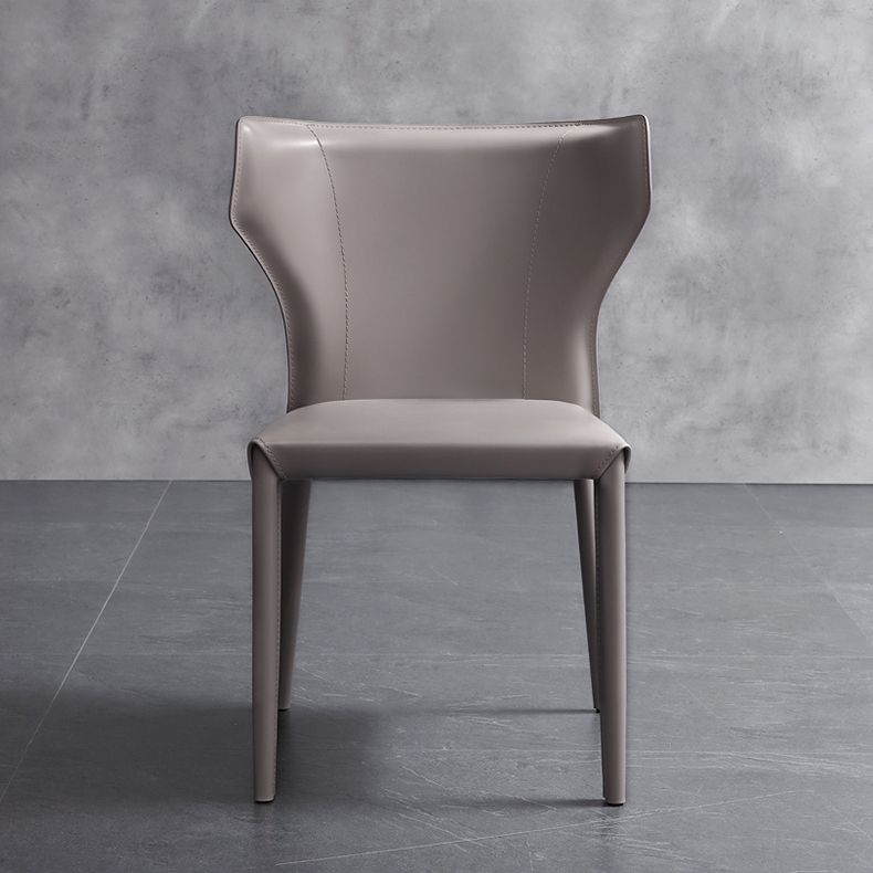 Modern Wingback Side Chair Leather Armless Dining Chair with Metal Legs Clearhalo ' kitchen&dining_furn' 'Dining Chairs' 'Dining Tables & Seating' 'dining_chair' 'Furniture' 'furniture_dining_chair' 'Kitchen & Dining Furniture' 'kitchen' 1200x1200_84c55c68-fff1-41c4-bd01-1e9c95717254