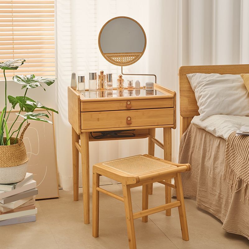 2つの収納引き出し付きの現代の木材の虚栄心鏡付きメイクアップバニティデスク