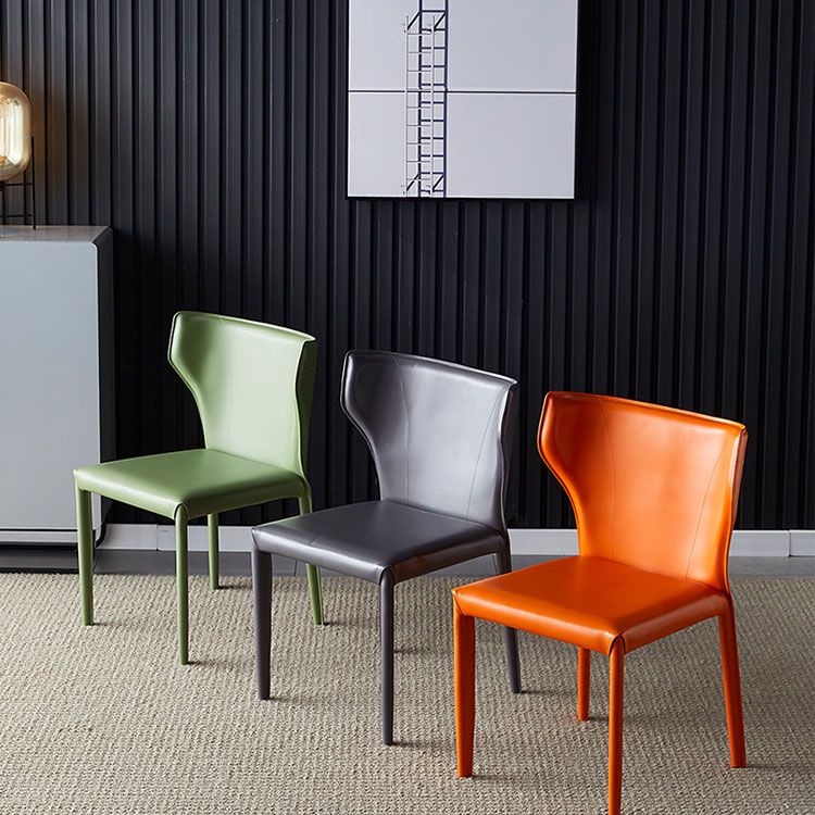 Contemporary Design Wingback Armless Dining Chair Leather Dining Chair Clearhalo 'Dining Chairs' 'Dining Tables & Seating' 'dining_chair' 'furn' 'furn_dining_chair' 'Furniture' 'furniture_dining_chair' 'Kitchen & Dining Furniture' 1200x1200_84cd7a1c-6b0b-4a4d-adfd-267f226e99d3