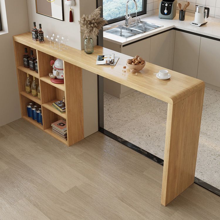 Contemporary Natural Finish Wooden Bistro Table for Small Places