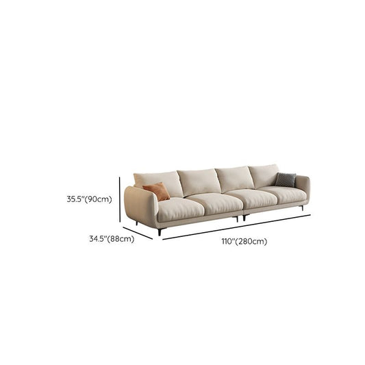 Scandinavian Sofa with Square Arms and Beige Loose Back in Solid Wood