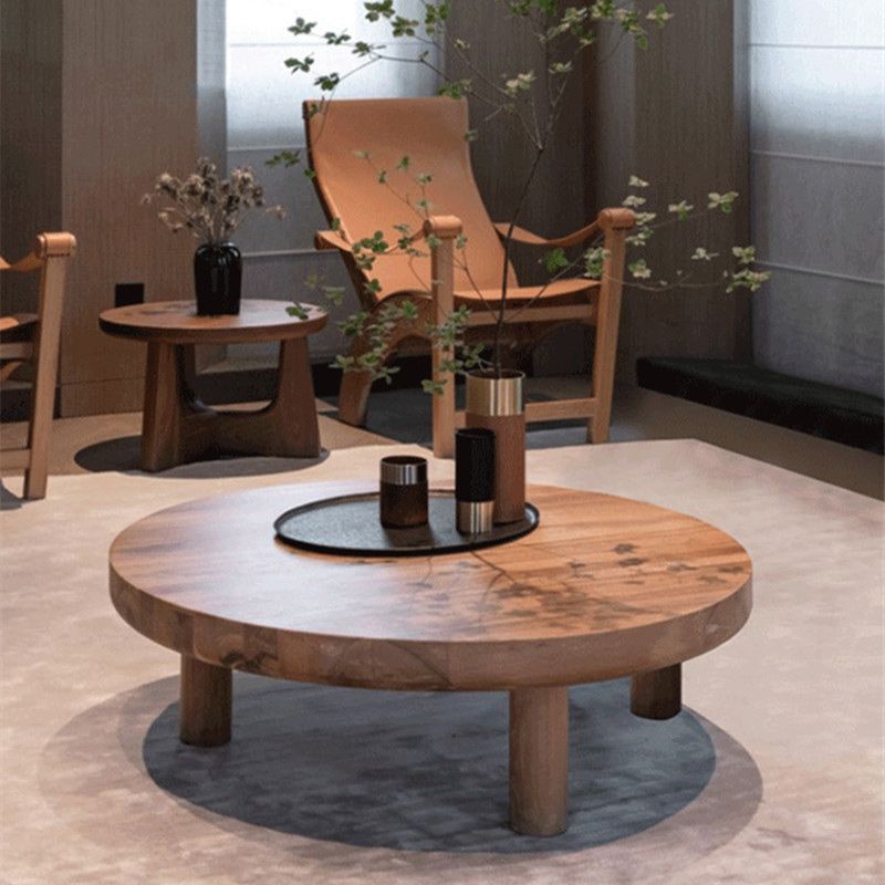Brone Solid Wood Coffee Table Round Coffee Table for Living Room Clearhalo 'Coffee & Accent Tables' 'Coffee Tables' 'coffee_tables' 'furn' 'furn_coffee_tables' 'Furniture' 'Living Room Furniture' 1200x1200_84cecbae-bcf0-4777-9987-49e7ed9d2f7b