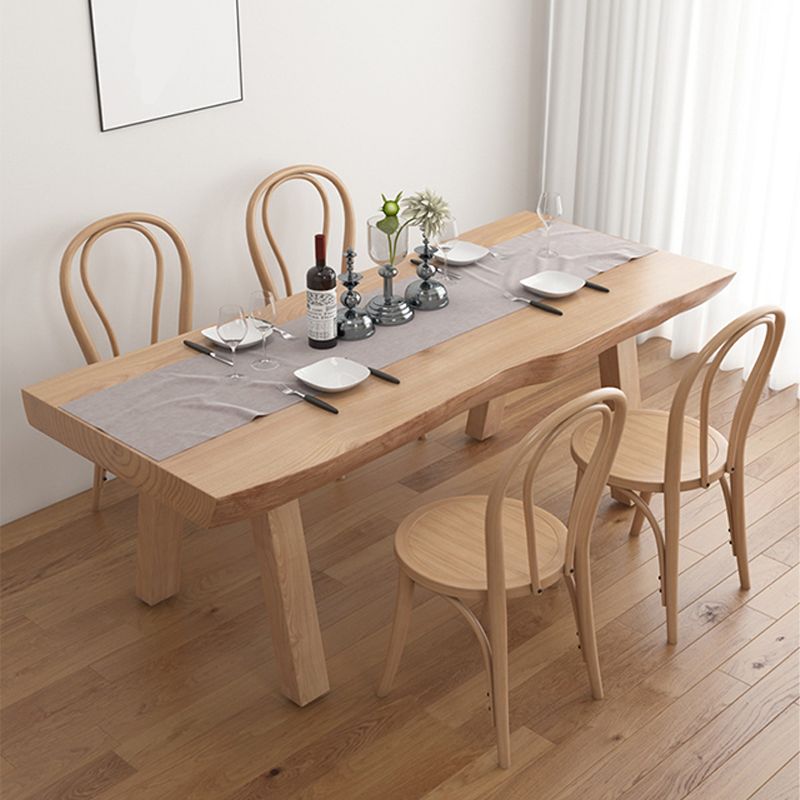 Mesa de comedor rectangular de 4 patas, mesa de madera de estilo moderno para cocina