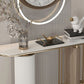 Modern Oval Console Table Stone Console Sofa Table in White for Home