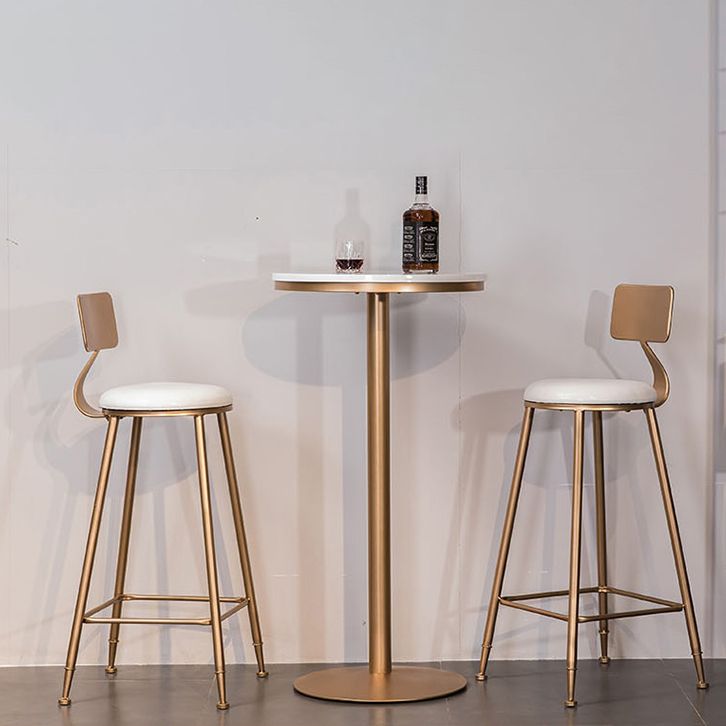 Glam White Faux Marble Bistro Table Indoor Gold Bar Table with Single Pedestal, Only Table Clearhalo 'Bar Furniture' 'Bar Tables' 'bar_tables' 'furn' 'furn_bar_tables' 'Furniture' 'furniture_bar_tables' 'Kitchen & Dining Furniture' 1200x1200_84d13ed5-06b6-4b27-9c11-db1a391b9777