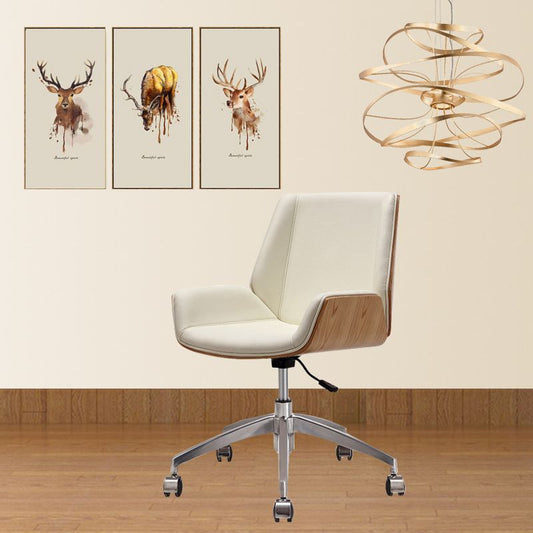 Silla de oficina contemporánea Tarea de cuero por faux Silla de espalda con ruedas