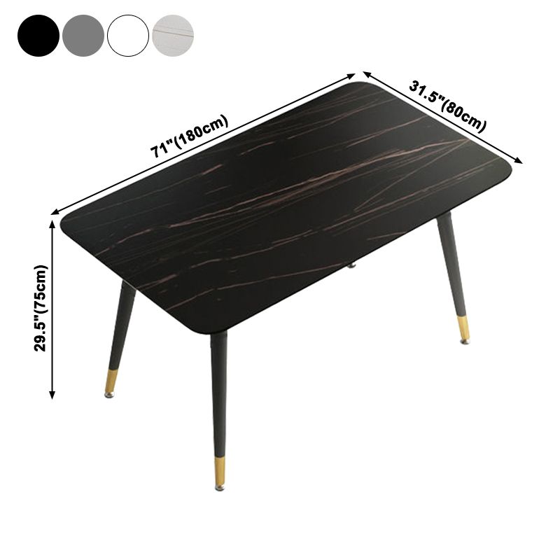 Rectangle Traditional Luxury Dining Table Sintered Stone Table with 4 Black Legs Clearhalo ' dining_table' 'Dining Tables & Seating' 'Dining Tables' 'furn' 'furn_dining_table' 'Furniture' 'furniture_dining_table' 'Kitchen & Dining Furniture' 'kitchen&dining_furn' 'kitchen' 'kitchen_dining_table' 1200x1200_84d2a090-1e05-4b25-a503-9c98c94c350b