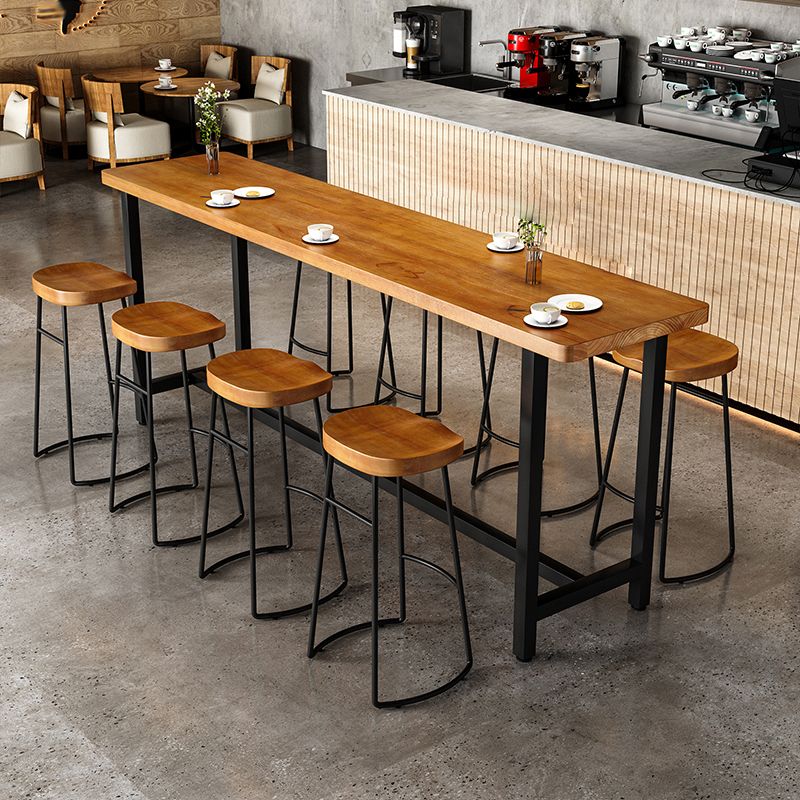 Industrial 1/9 Pieces Bar Table Set Rectangle Pine Wood Counter Table for Cafe Clearhalo 'Bar Furniture' 'furn' 'furn_home_bar_bar_sets' 'Furniture' 'Home Bars & Bar Sets' 'home_bar_bar_sets' 'Kitchen & Dining Furniture' 1200x1200_84d38f2a-b41b-4147-8224-b8d3d4fc3868