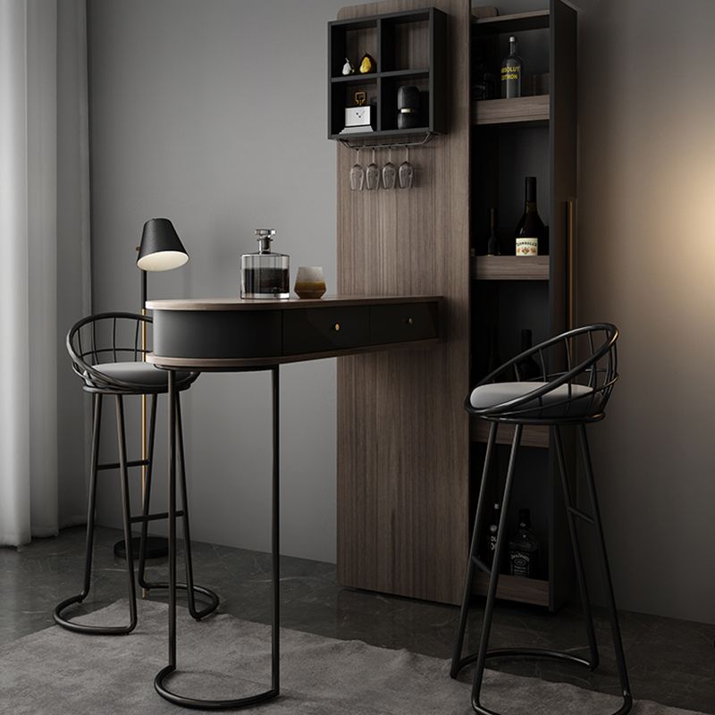 Brown Bar Pub Table Set 2/3 Pcs Wood and Metal Bar Table and Stools Clearhalo 'Bar Furniture' 'furn' 'furn_home_bar_bar_sets' 'Furniture' 'Home Bars & Bar Sets' 'home_bar_bar_sets' 'Kitchen & Dining Furniture' 1200x1200_84d4caf4-1e12-4ef0-b373-03ddc044590f