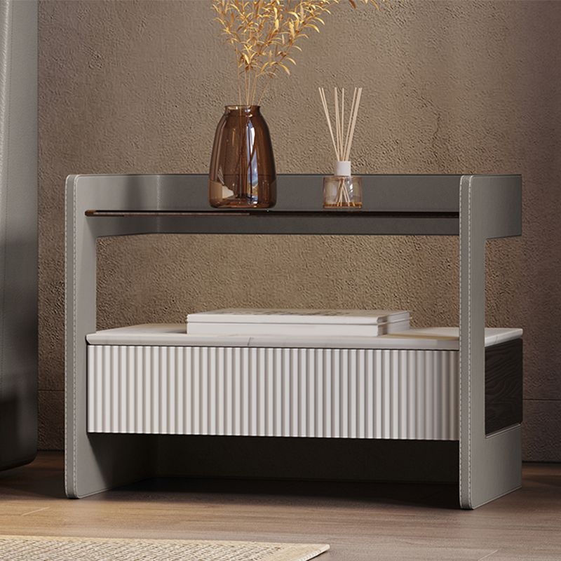 Zeitgenössischer 1 - Schubladenglas/Stein Nachttisch 18,9 "großer Nachtstand