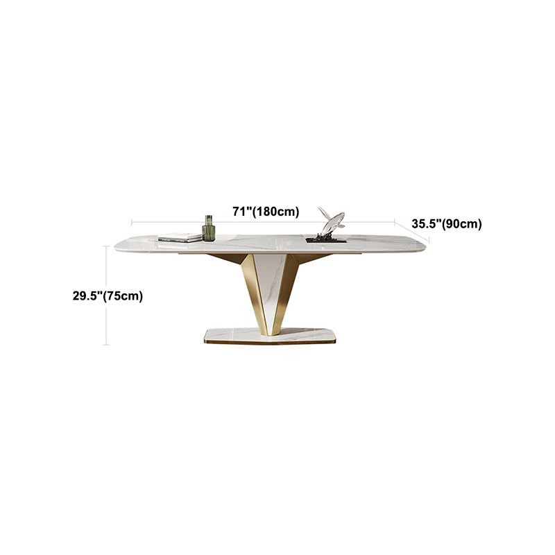 Luxurious Sintered Stone Dining Set Rectangle 1/4/5/7 Pieces Dinette Table Set in White Clearhalo 'Dining Room Sets' 'Dining Tables & Seating' 'dining_room_set' 'furn' 'furn_dining_room_set' 'Furniture' 'Kitchen & Dining Furniture' 1200x1200_84d4fa9e-b906-4c8a-ab9d-0e796c99e408
