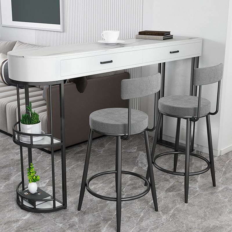 Stone Indoor Glam Bar Dining Table Iron Double Pedestal Bistro Table with Drawer Clearhalo 'Bar Furniture' 'Bar Tables' 'bar_tables' 'furn' 'furn_bar_tables' 'Furniture' 'furniture_bar_tables' 'Kitchen & Dining Furniture' 'kitchen&dining_furn' 'kitchen' 1200x1200_84d5a10e-bea6-4b24-ac79-9d26509a6c4a