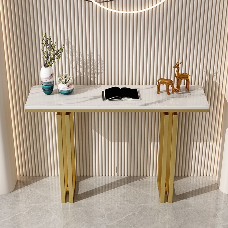 Tavolo da accento superiore moderno rettangolo con base di ferro per la tavola della console Hall