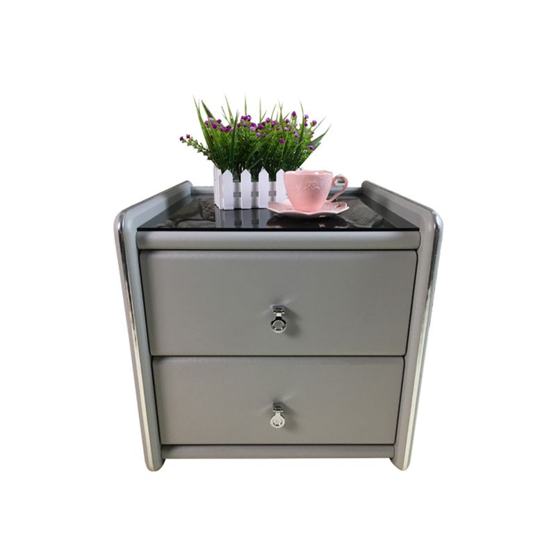 Glasbett Nachttisch zeitgenössischer Nachtschrank mit Schubladen