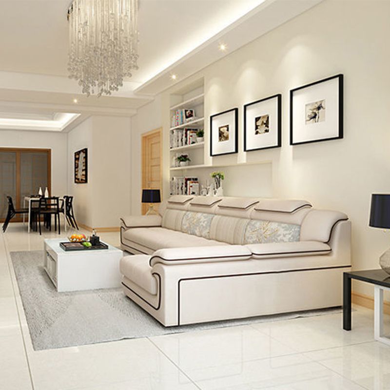 Cream Contemporary Pillow Top Arm Sectional for Living Room, Apartment Clearhalo 'furn' 'furn_sectionals' 'Furniture' 'furniture_sectionals' 'kitchen' 'kitchen_sectionals' 'Living Room Furniture' 'Sectionals' 1200x1200_84db73f8-9b37-4d92-8585-b74f6da1dcfd