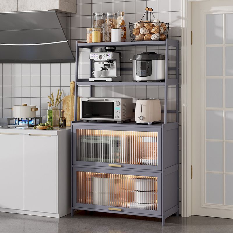 Server da pranzo in bambù grigio 2 ripiani glam buffet server per cucina