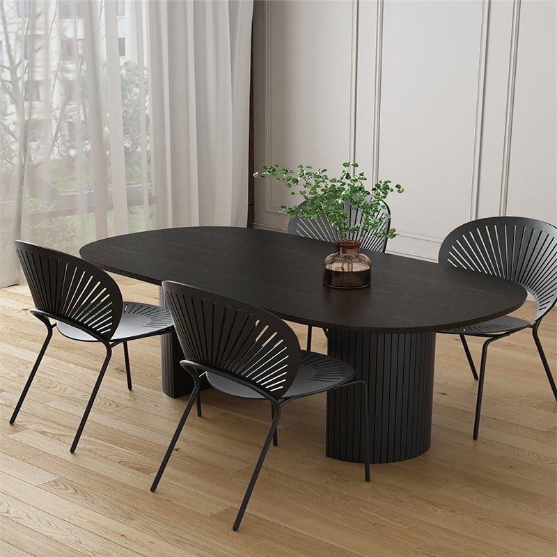 Contemporary Style Furniture Oval Double Pedestal Dining Site Table for Home Clearhalo ' dining_table' 'Dining Tables & Seating' 'Dining Tables' 'furn' 'furn_dining_table' 'Furniture' 'furniture_dining_table' 'Kitchen & Dining Furniture' 'kitchen&dining_furn' 'kitchen' 'kitchen_dining_table' 1200x1200_84e1f07a-be0a-457a-a41e-b54b8c7f5519