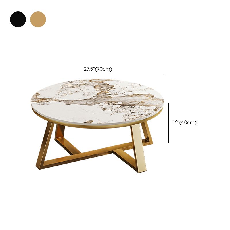 Round Coffee Table Cross Legs Coffee Table Set with Metal Legs Clearhalo 'Coffee & Accent Tables' 'Coffee Tables' 'coffee_tables' 'furn' 'furn_coffee_tables' 'Furniture' 'Living Room Furniture' 1200x1200_84e34ee6-aa09-441d-a6c5-4bab1a1f1499