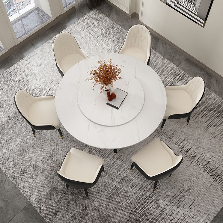 Modern Stone Double Pedestal Dining Table Matte Finish Round Table for Kitchen Clearhalo 'Dining Tables & Seating' 'Dining Tables' 'dining_table' 'furn' 'furn_dining_table' 'Furniture' 'furniture_dining_table' 'Kitchen & Dining Furniture' 'kitchen' 'kitchen_dining_table' 1200x1200_84e3a9b6-6a76-4a69-a627-01c739116b73