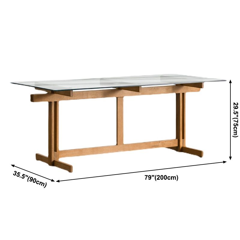 Trestle Table Clear Tempered Glass Dining Table Rectangle for Dining Room Home Clearhalo ' dining_table' 'Dining Tables & Seating' 'Dining Tables' 'Furniture' 'furniture_dining_table' 'Kitchen & Dining Furniture' 'kitchen&dining_furn' 'kitchen' 'kitchen_dining_table' 1200x1200_84e40a9e-bb08-4da6-8d91-47a2510a4908