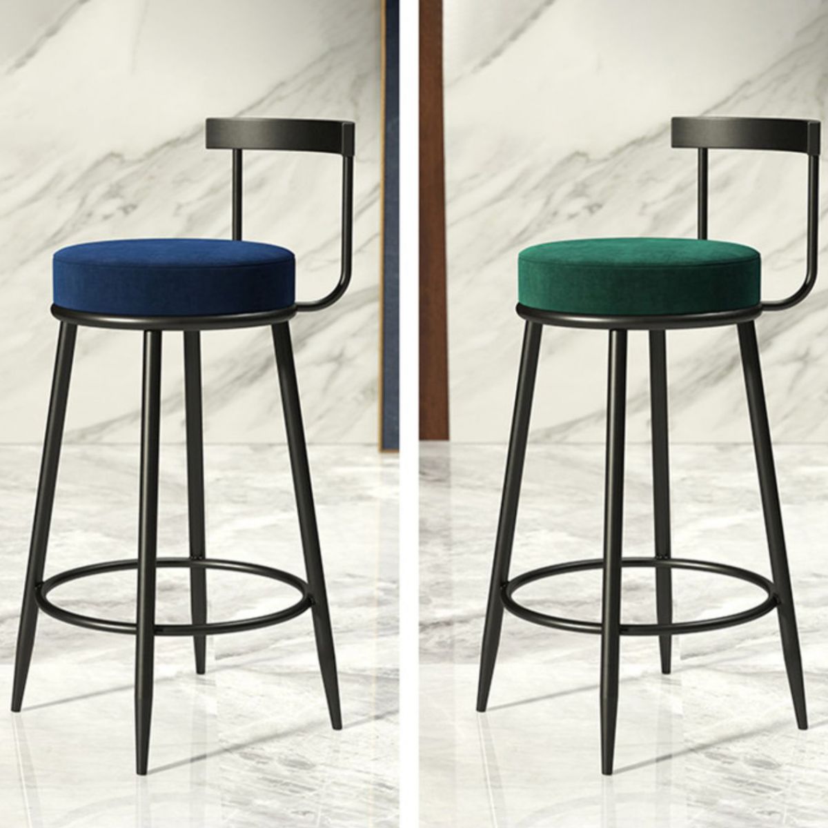 Contemporary  Low Back Home Stool Matte Finish Upholstered Bar Stools