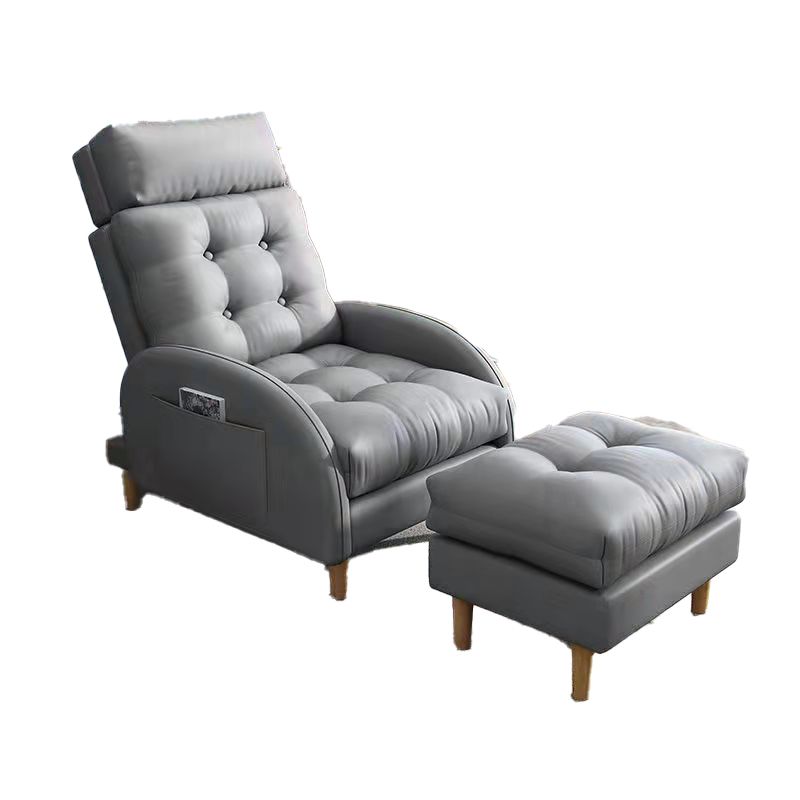 Contemporary Bonded Leather Tufted Cushions with Ottoman Lounge Accent Chair Clearhalo 'Accent Chairs' 'accent_chairs' 'Chairs & Seating' 'furn' 'furn_accent_chairs' 'Furniture' 'Living Room Furniture' 1200x1200_84e75e3d-9714-4d15-9916-b8e3c56c62f2