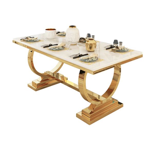 Glam Rectangle Shape Marble Dining Table Standard Dining Table with Double Pedestal Bases Clearhalo ' dining_table' 'Dining Tables & Seating' 'Dining Tables' 'furn' 'furn_dining_table' 'Furniture' 'furniture_dining_table' 'Kitchen & Dining Furniture' 'kitchen&dining_furn' 'kitchen' 'kitchen_dining_table' 1200x1200_84e8399b-1ee7-41bd-98b1-69a3d4d2b7ee