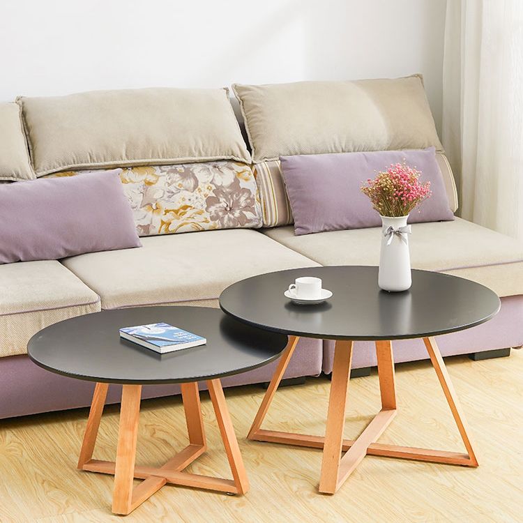 Table basse ronde en bois de style moderne, table de cocktail à pieds croisés