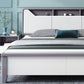 Modern White Rubberwood Standard Bed with Rectangular Headboard